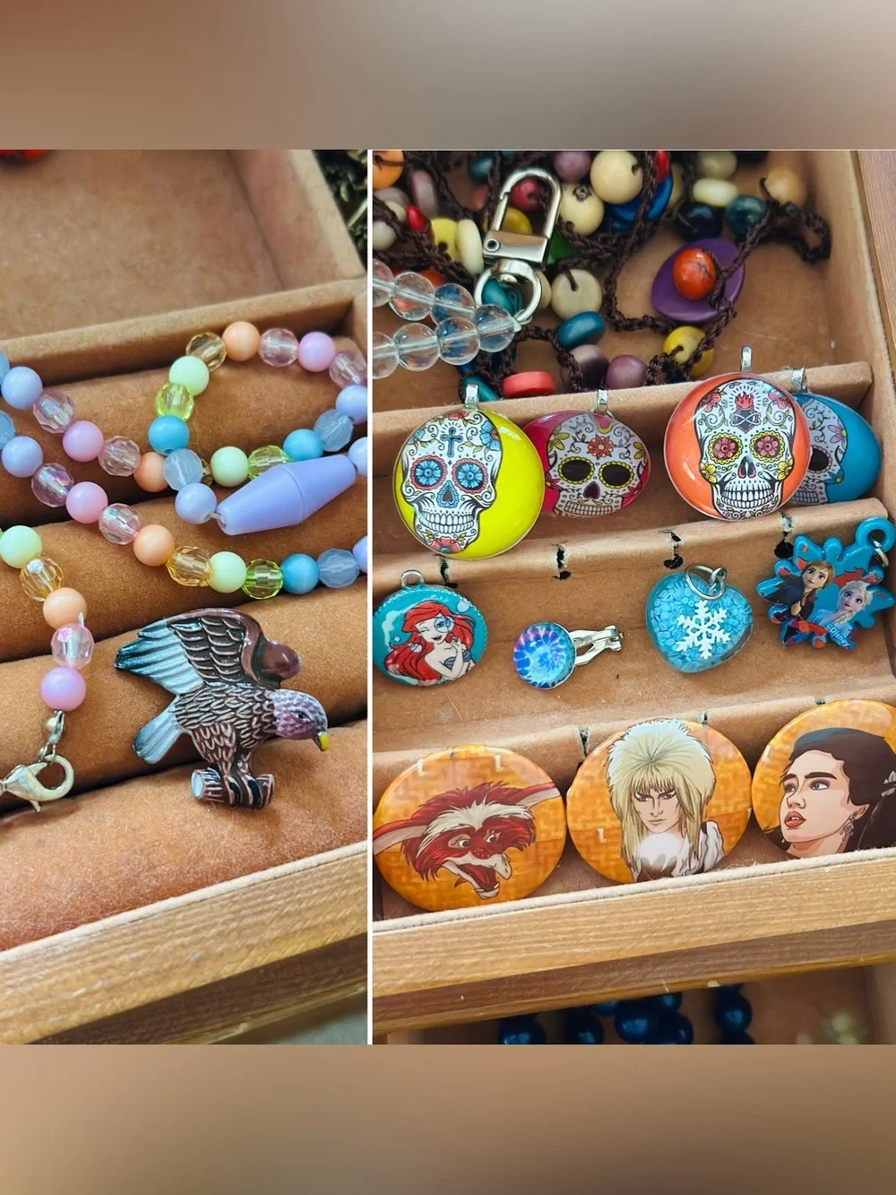 Vintage jewelry box with jewelry